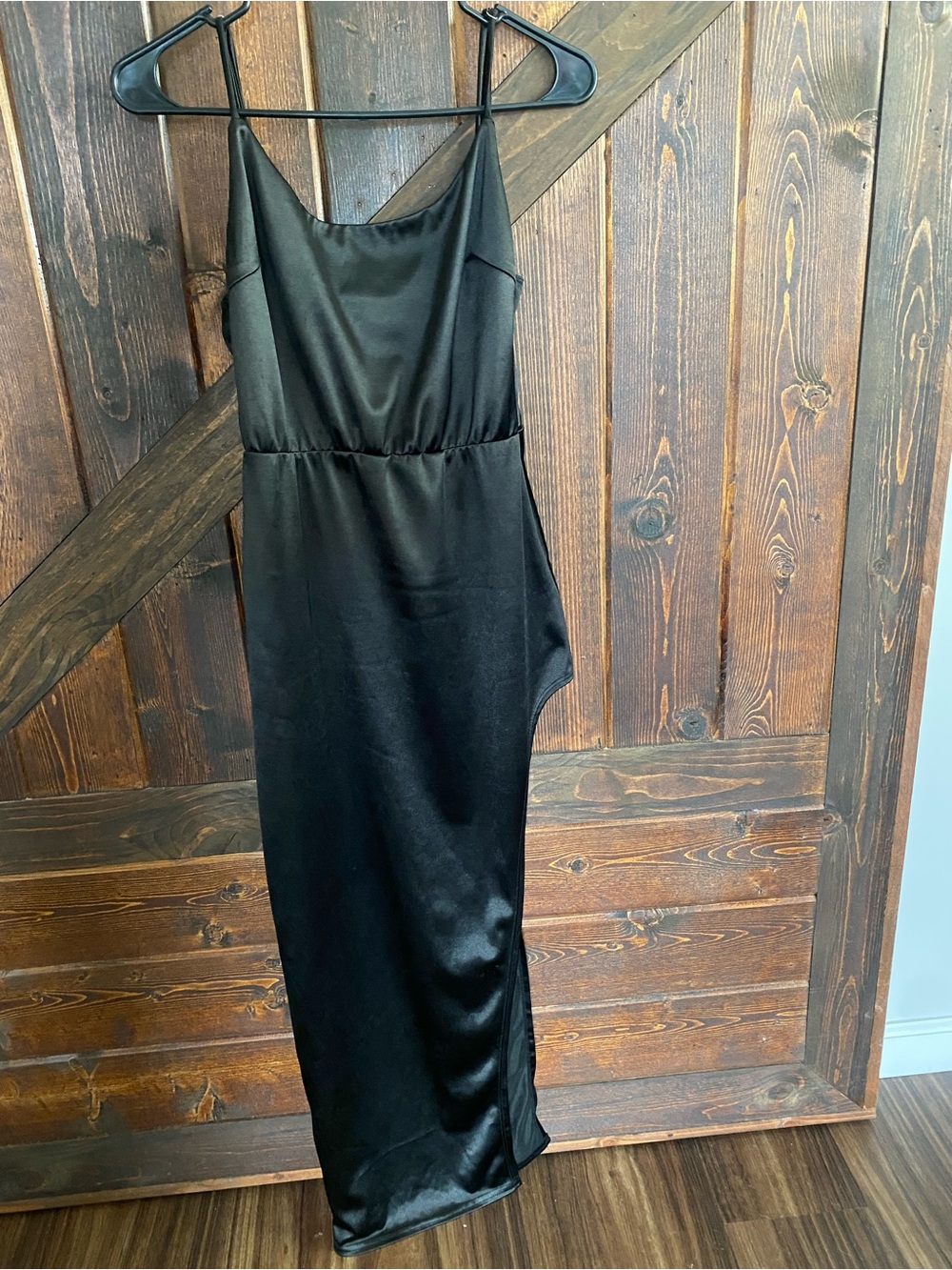 Black Slip Midi Dress - Elegant Women's Evening Dress